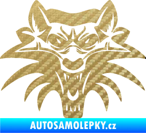 Samolepka Vlk 022 3D karbon zlatý