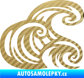 Samolepka Vlny 004 pravá moře 3D karbon zlatý