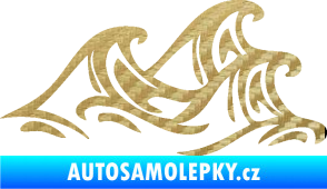 Samolepka Vlny 005 pravá moře 3D karbon zlatý
