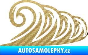 Samolepka Vlny 006 pravá moře 3D karbon zlatý