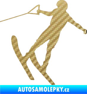 Samolepka Vodní lyže 001 levá 3D karbon zlatý