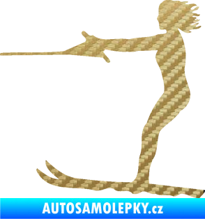 Samolepka Vodní lyže 002 levá 3D karbon zlatý