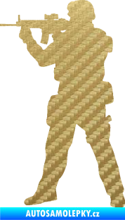 Samolepka Voják 006 levá 3D karbon zlatý