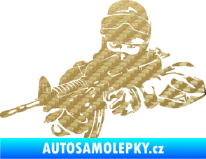 Samolepka Voják 009 levá 3D karbon zlatý