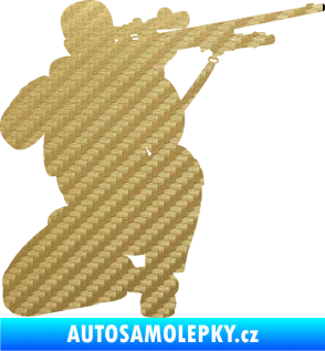 Samolepka Voják 010 pravá sniper 3D karbon zlatý