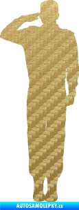 Samolepka Voják 012 levá salutuje 3D karbon zlatý