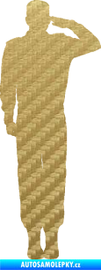Samolepka Voják 012 pravá salutuje 3D karbon zlatý
