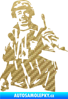 Samolepka Voják 014 levá 3D karbon zlatý