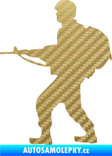 Samolepka Voják 016 levá 3D karbon zlatý