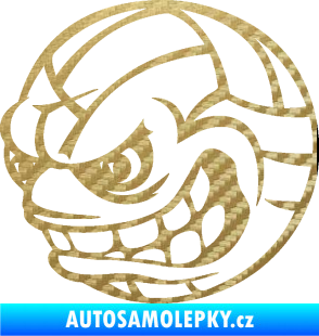 Samolepka Volejbalový míč 001 levá s obličejem 3D karbon zlatý