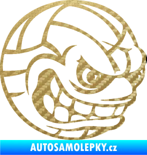 Samolepka Volejbalový míč 001 pravá s obličejem 3D karbon zlatý
