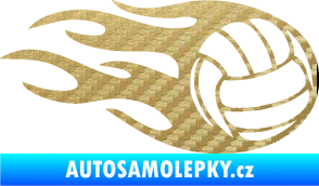 Samolepka Volejbalový míč 002 pravá 3D karbon zlatý