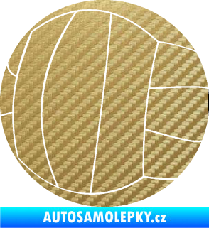 Samolepka Volejbalový míč 003 3D karbon zlatý