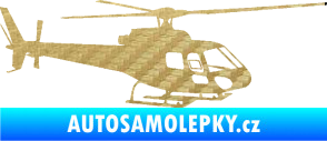 Samolepka Vrtulník 002 pravá helikoptéra 3D karbon zlatý