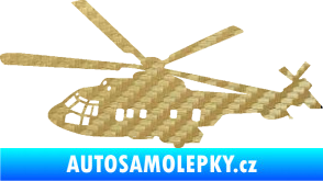 Samolepka Vrtulník 003 levá helikoptéra 3D karbon zlatý