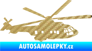 Samolepka Vrtulník 003 pravá helikoptéra 3D karbon zlatý