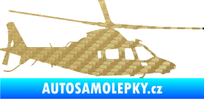 Samolepka Vrtulník 004 pravá helikoptéra 3D karbon zlatý