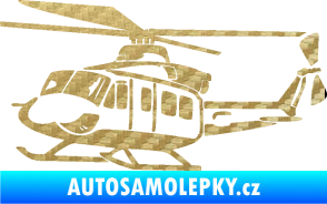 Samolepka Vrtulník 010 levá helikoptéra 3D karbon zlatý