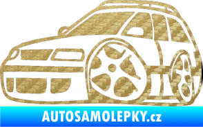 Samolepka VW Passat b6 karikatura levá 3D karbon zlatý
