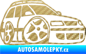Samolepka VW Passat b6 karikatura pravá 3D karbon zlatý