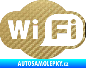 Samolepka Wifi 001 3D karbon zlatý