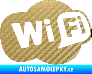 Samolepka Wifi 002 3D karbon zlatý
