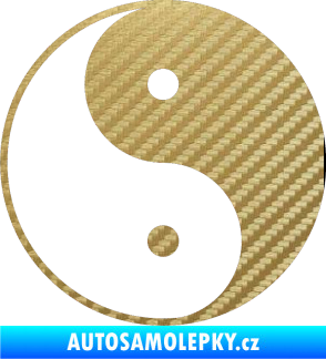 Samolepka Yin yang - logo JIN a JANG 3D karbon zlatý