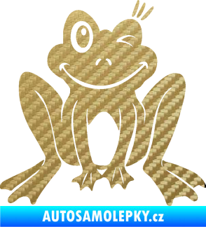 Samolepka Žába 010 pravá mrkající 3D karbon zlatý