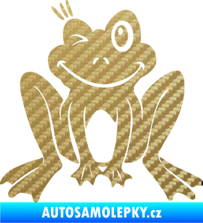 Samolepka Žába 010 levá mrkající 3D karbon zlatý