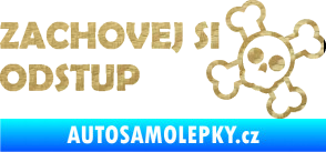 Samolepka Zachovej si odstup nápis 3D karbon zlatý