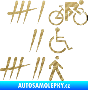 Samolepka Zářezy 001 pravá 3D karbon zlatý
