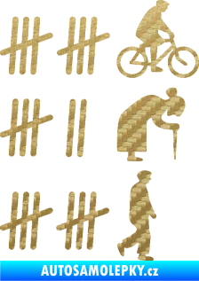 Samolepka Zářezy 002 pravá 3D karbon zlatý