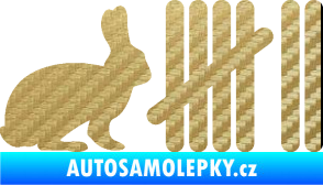 Samolepka Zářezy 003 zajíc 3D karbon zlatý