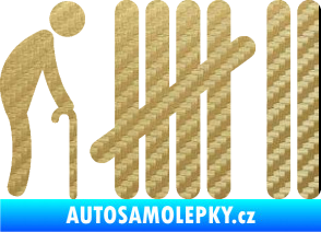 Samolepka Zářezy 005  3D karbon zlatý