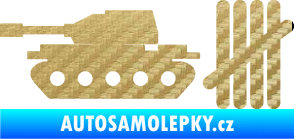 Samolepka Zářezy 008 tank 3D karbon zlatý