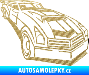 Samolepka Závodní auto 003 pravá 3D karbon zlatý