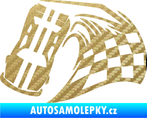 Samolepka Závodní auto 005 levá 3D karbon zlatý