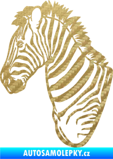 Samolepka Zebra 001 levá hlava 3D karbon zlatý