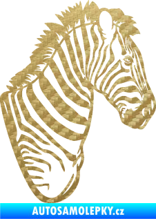 Samolepka Zebra 001 pravá hlava 3D karbon zlatý