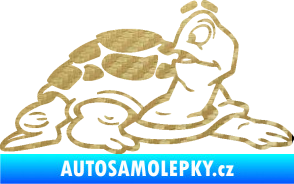 Samolepka Želva 003 pravá 3D karbon zlatý