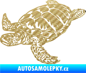 Samolepka Želva 005 levá 3D karbon zlatý