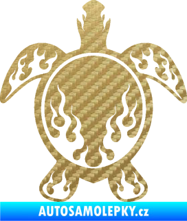 Samolepka Želva 008 3D karbon zlatý