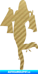 Samolepka Žena na nákupu 001 levá 3D karbon zlatý