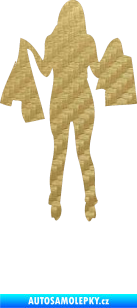 Samolepka Žena na nákupu 003 levá 3D karbon zlatý