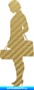 Samolepka Žena na nákupu 004 levá 3D karbon zlatý