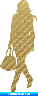 Samolepka Žena na nákupu 005 levá 3D karbon zlatý