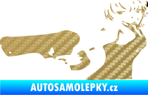 Samolepka Žena s pistolí levá 3D karbon zlatý
