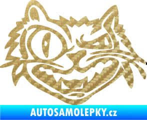Samolepka Zlý kocour levá 3D karbon zlatý