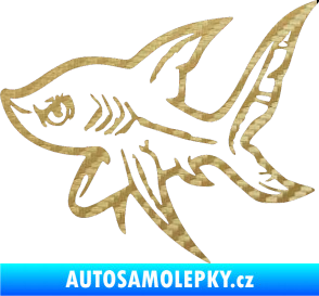 Samolepka Žralok 001 levá 3D karbon zlatý