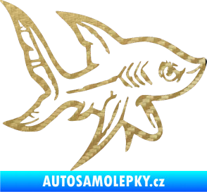 Samolepka Žralok 001 pravá 3D karbon zlatý